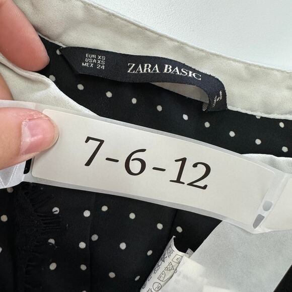 Zara Dress Womens X Small Black White Polka Dot Button Shift Oversized - Picture 5 of 9